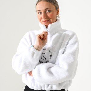 JIV teddy white cropped sweater