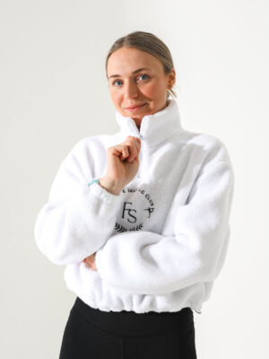 JIV teddy white cropped sweater