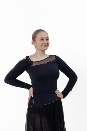 Sofia top in Black with Crystals