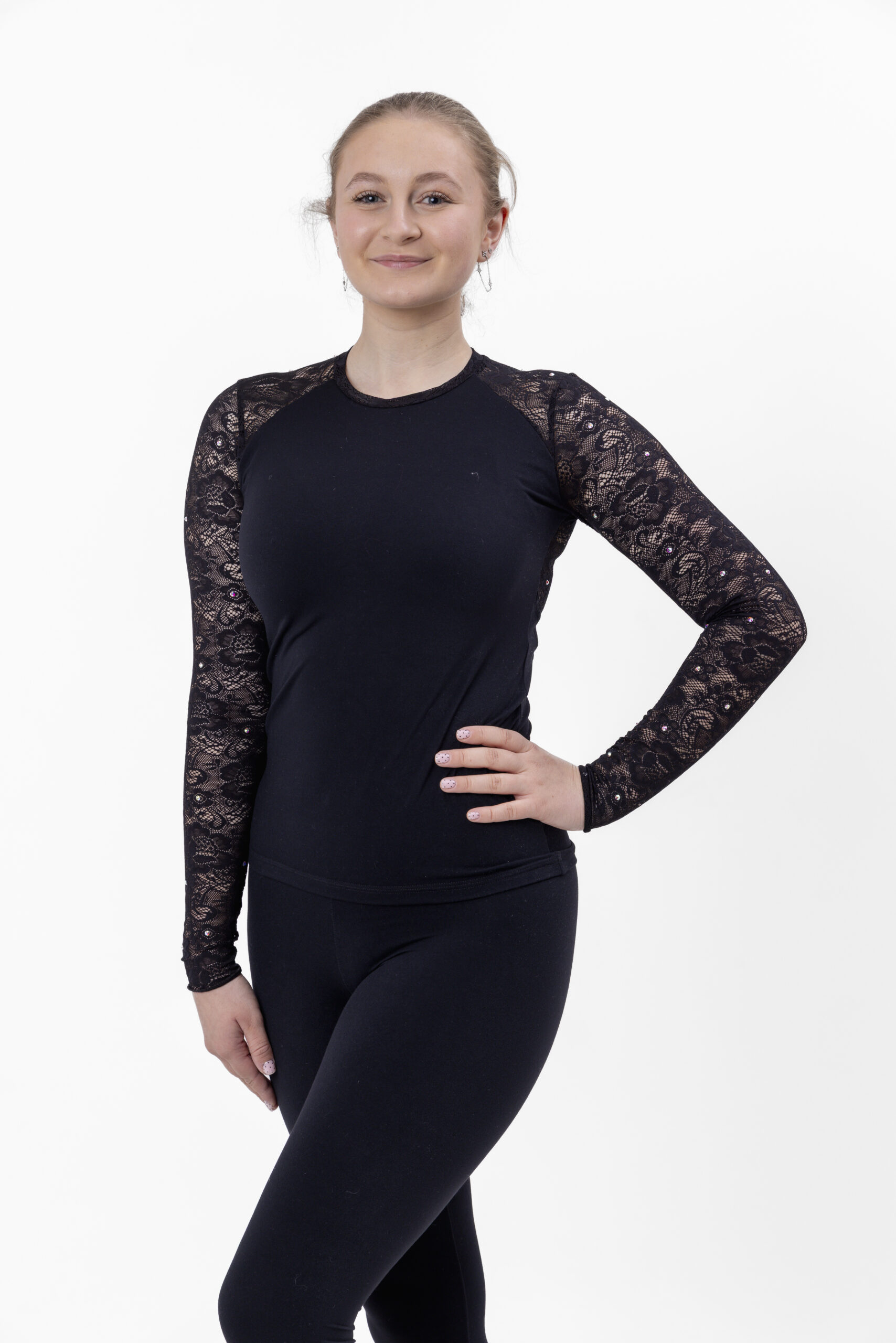 Karisma Valeria Top with Crystals in Black (Long Sleeve) - Image 2