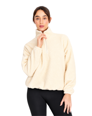 intermezzo quarter zip fleece sweater in ivory (front)