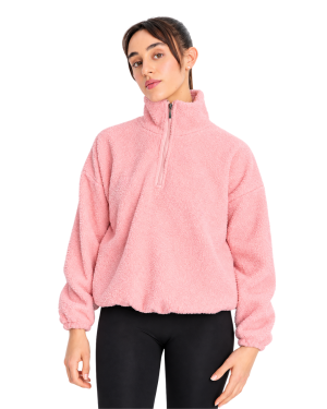 intermezzo quarter zip fleece sweater in pink